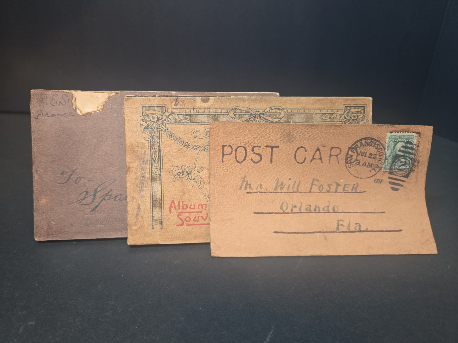 AC Various Vintage French Postcard Booklets 44 Pages! Plus Leather Postcard!