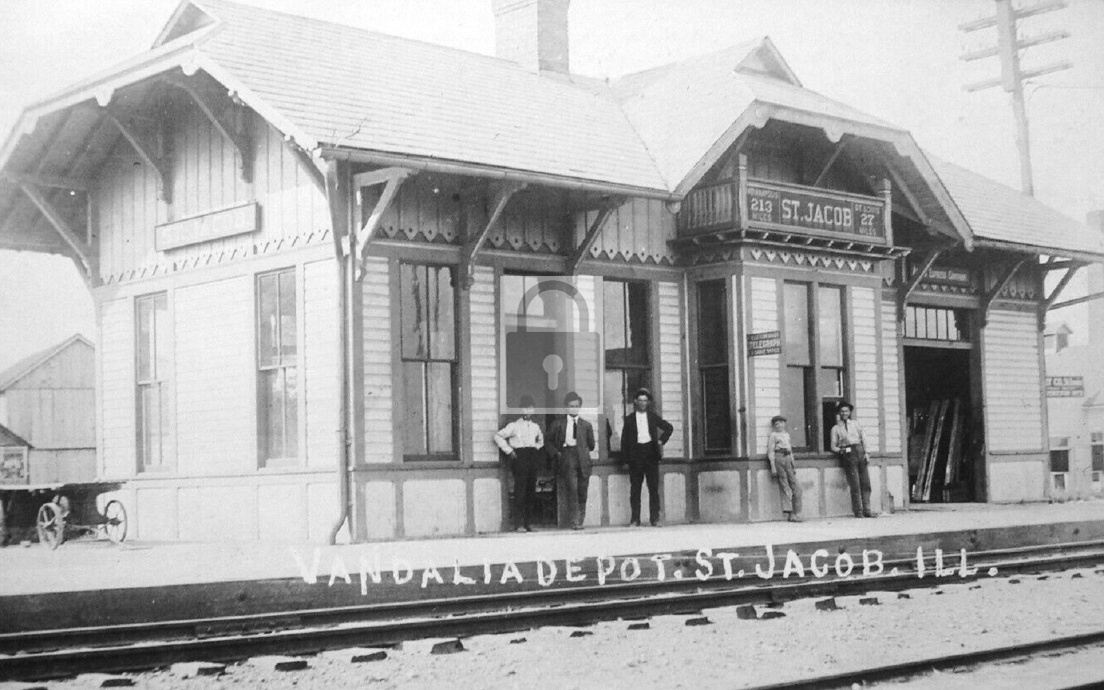 Railroad Train Station Depot St Jacob Illinois IL – Reprint
