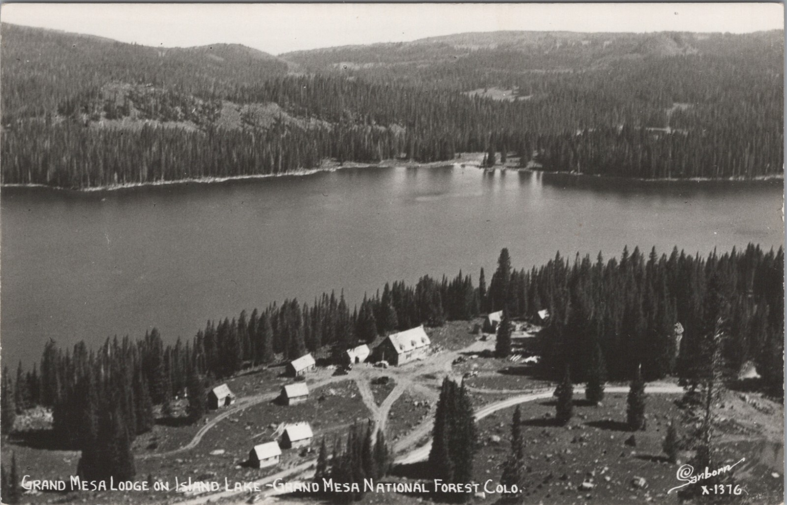 Postcard Colorado CO RPPC Grand Mesa Lodge Cabins Island Lake Grand Mesa Forest