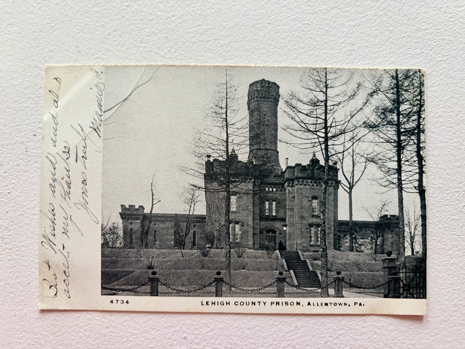 Vintage Printed Lithograph “Lehigh County Prison, Allentown PA” Undivided Back
