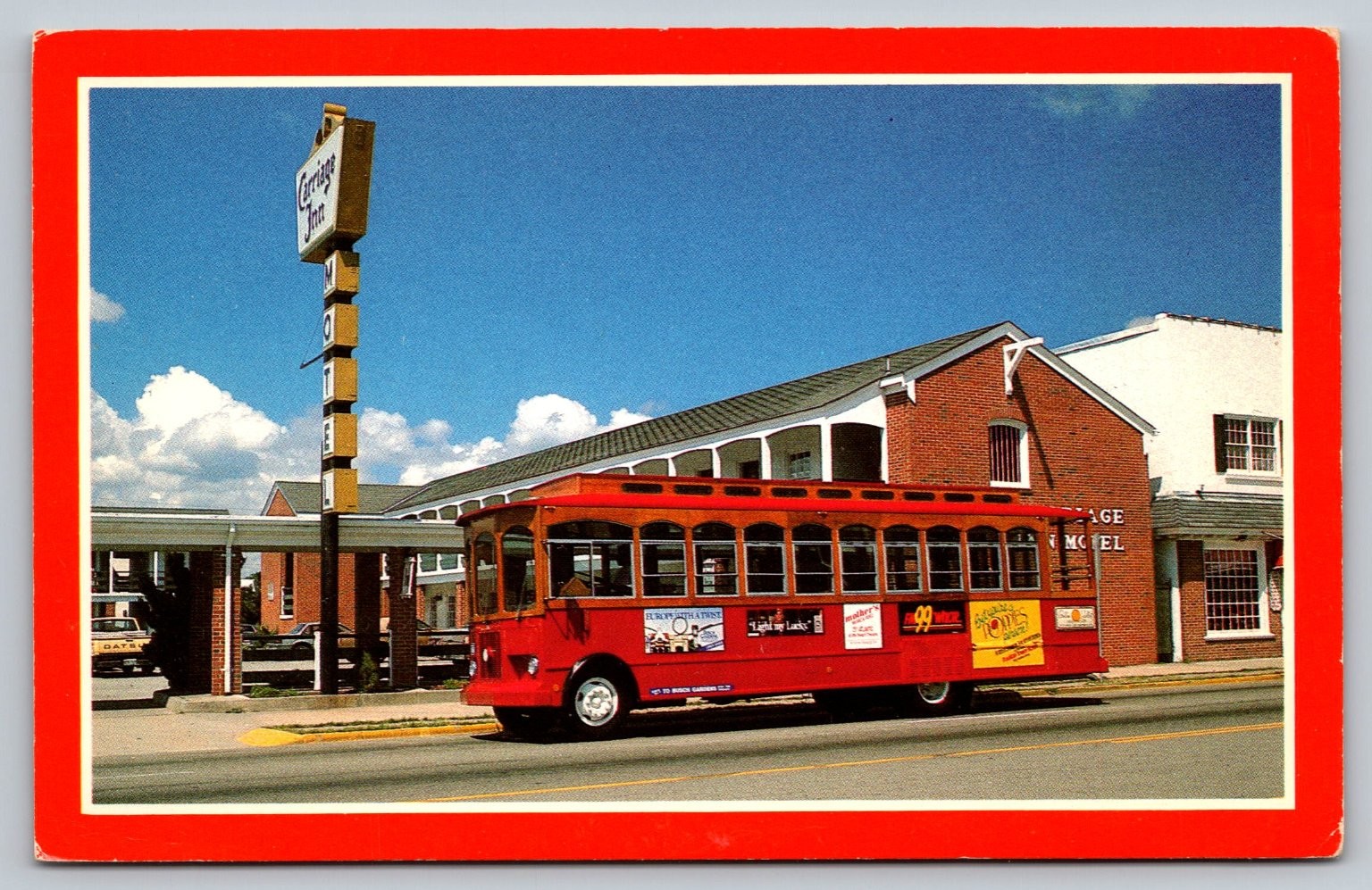 Virginia Beach Trolley Bus at Carriage Inn Vintage Postcard