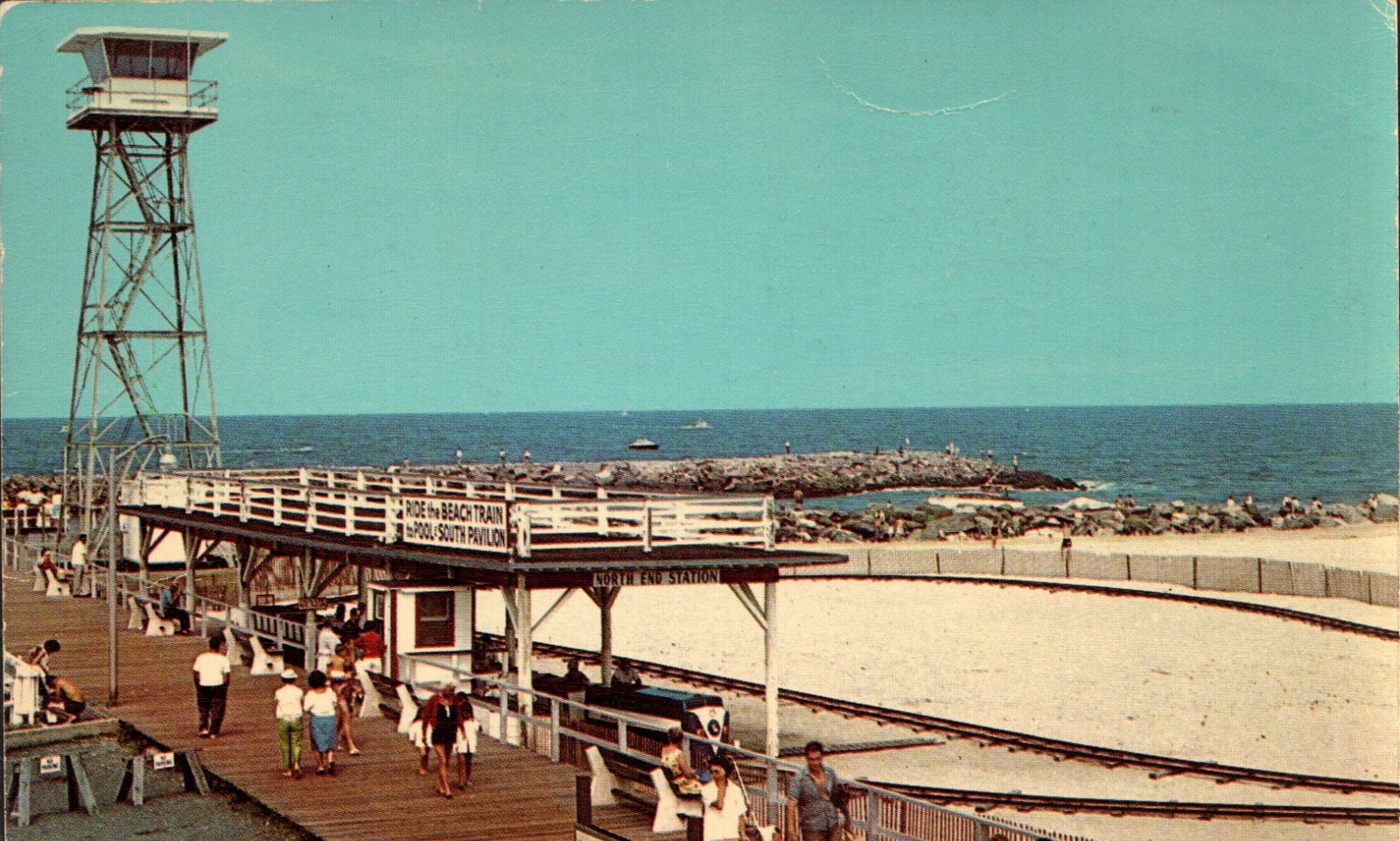Point Pleasant Beach New Jersey Jenkinson’s Boardwalk Inlet-Area Train Postcard