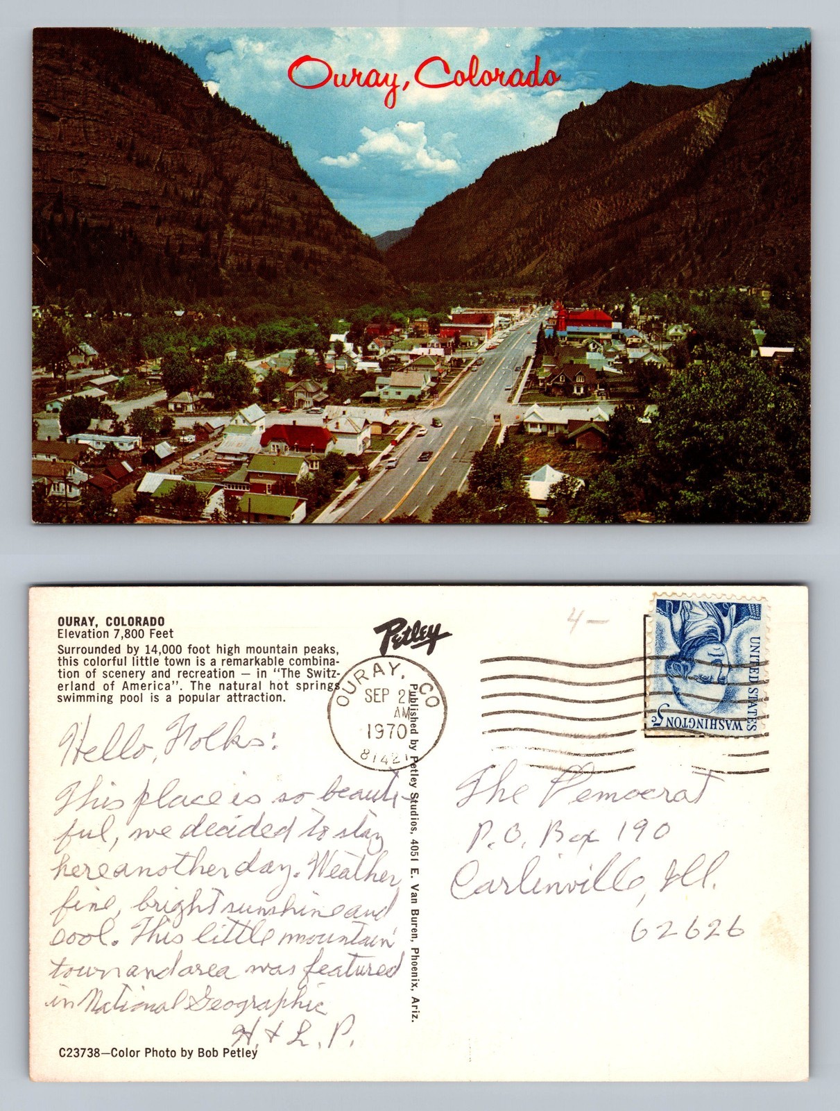 Ouray, CO-Colorado, Scenic Town Street View PC c1970 Post Vintage Postcard