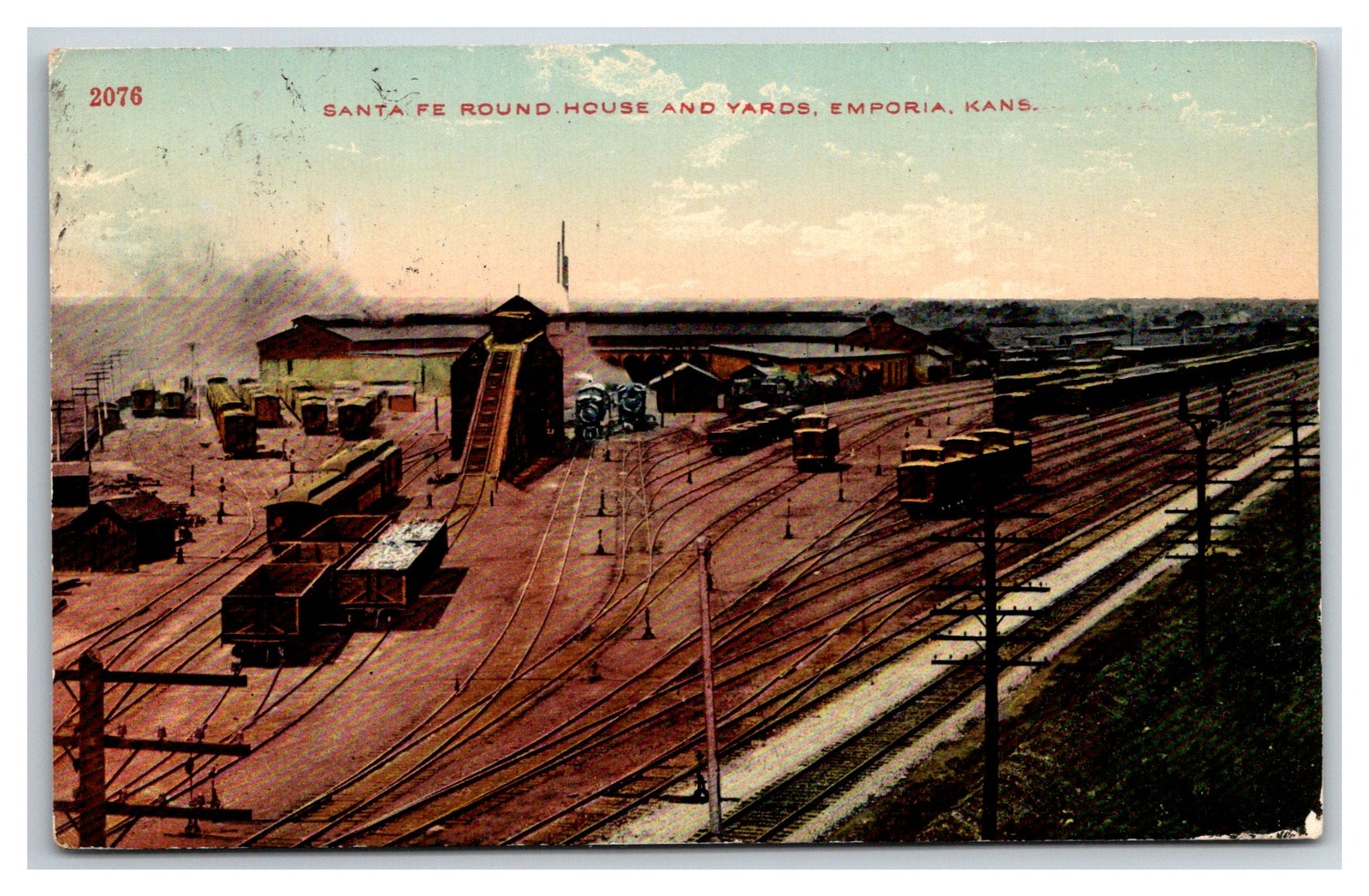 Santa Fe ATSF Railroad Round house & Yards by Depot Emporia, Kansas, KS.