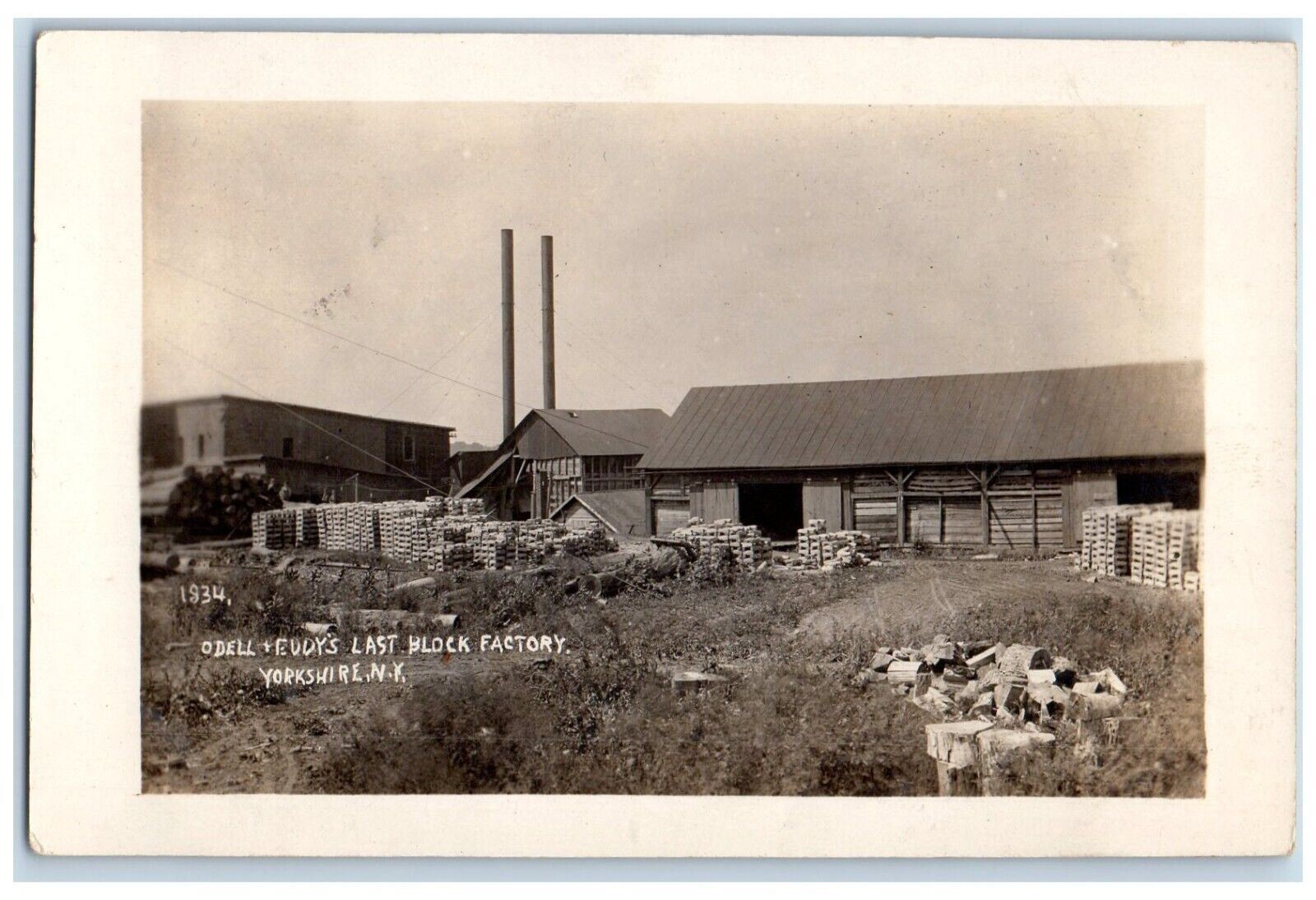 Odell & Eddy’s Last Block Factory Yorkshire NY, Cattaraugus RPPC Photo Postcard
