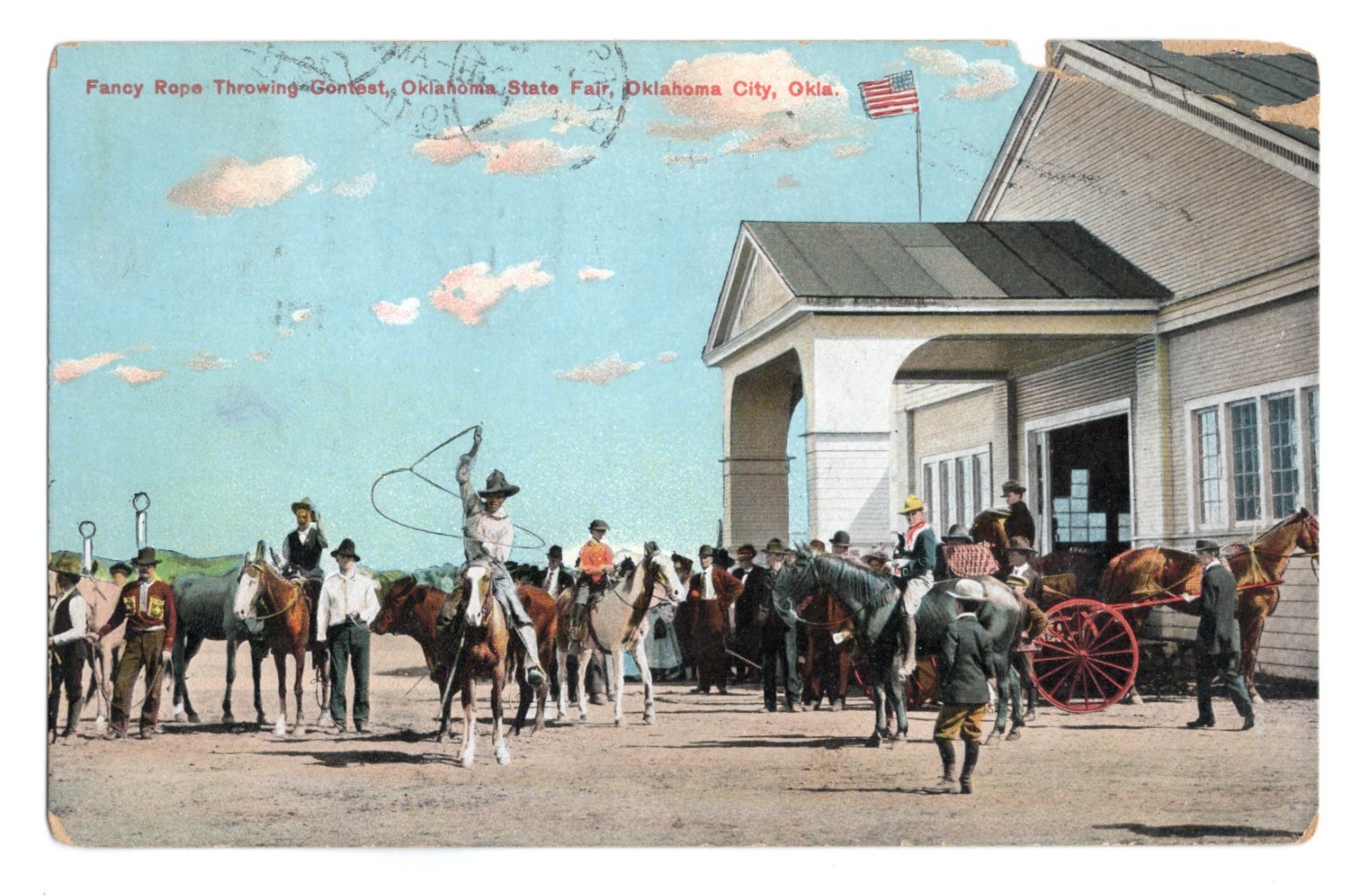 C1910s – Oklahoma State Fair Rope Throwing Contest Postcard – XL4E