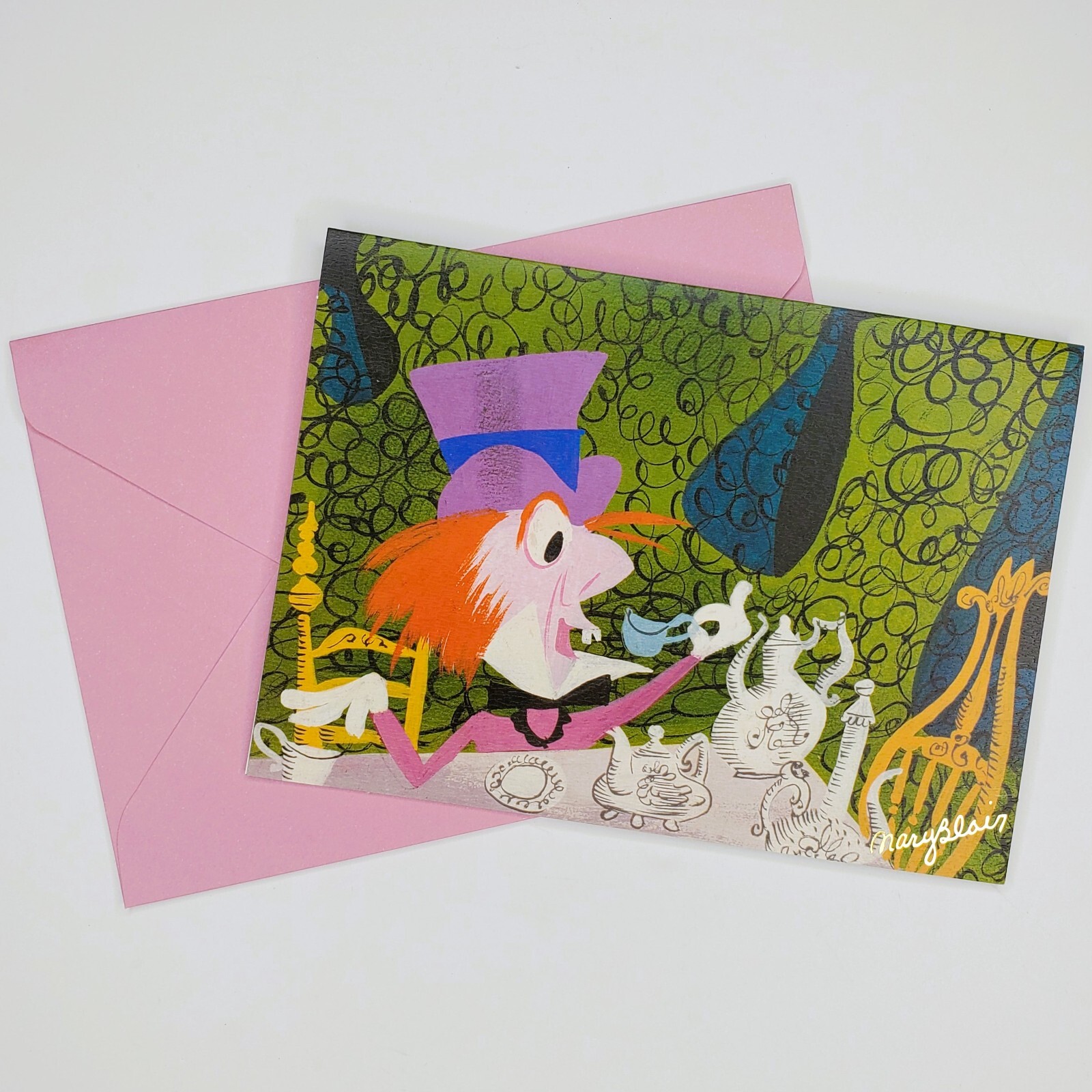 Alice in Wonderland Notecard Art by Mary Blair Disney Mad Tea Party Mad Hatter