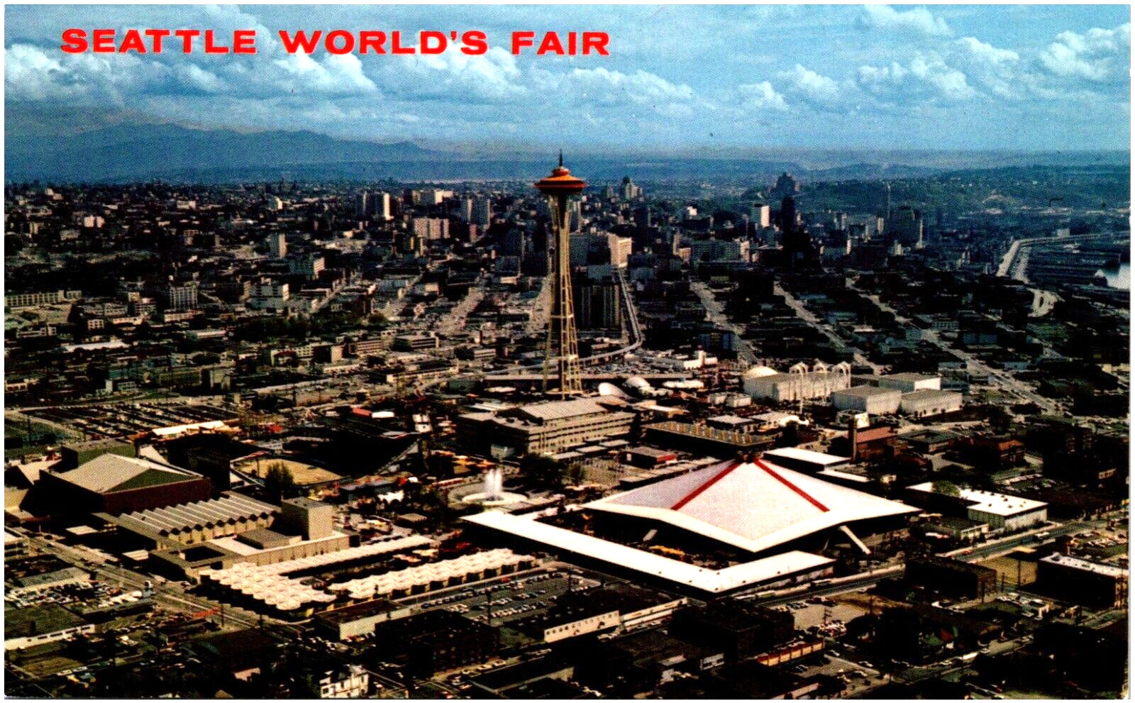Aerial View of Seattle World’s Fair Space Needle Washington 1962 Chrome Postcard