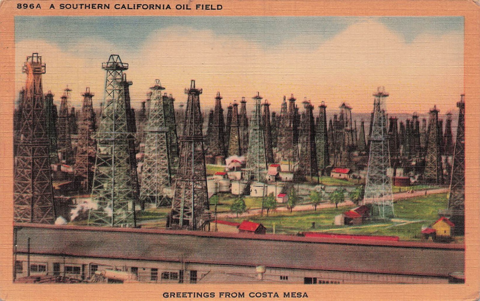 Costa Mesa CA California Oil Field Santa Barbara West Newport Vtg Postcard G28