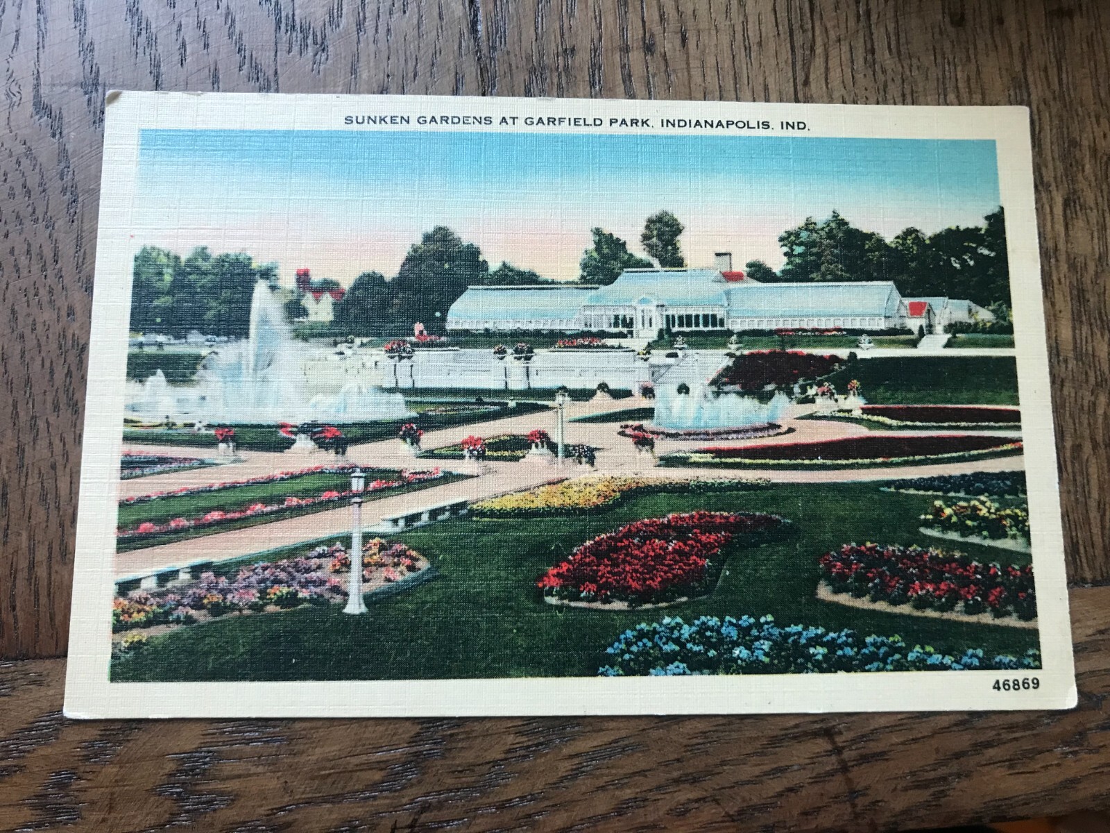Sunken Gardens at Garfield Park Indianapolis Indiana Postcard