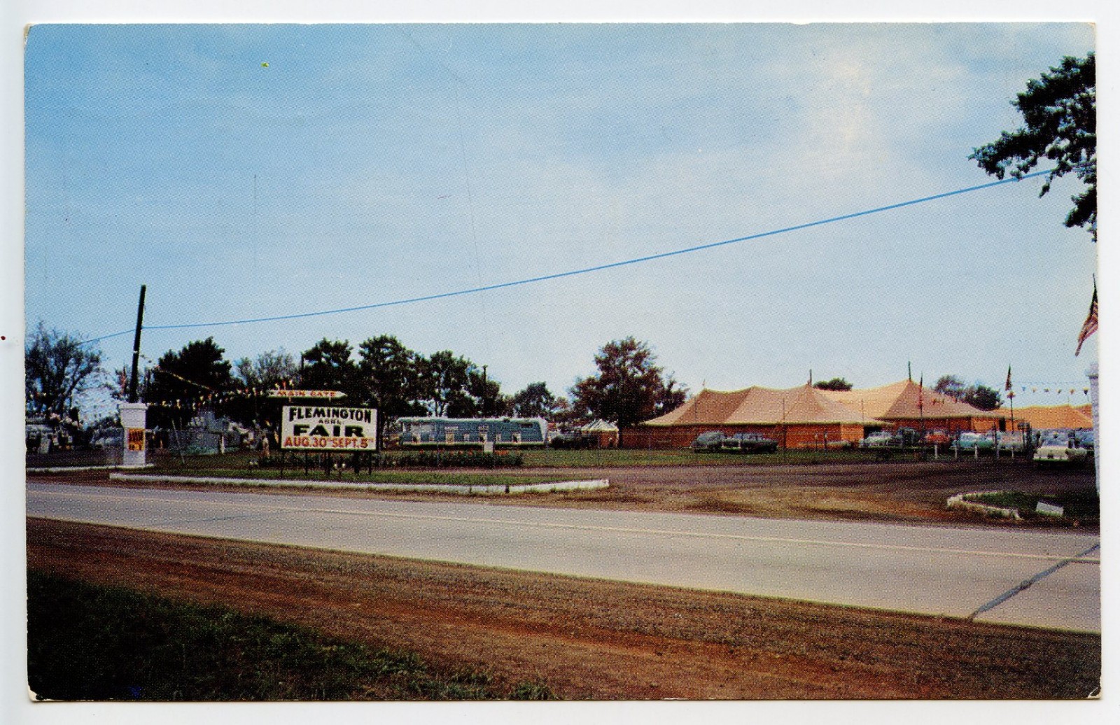 Vintage 1958 Postcard: Flemington Agricultural Fair NJ Tents ~ Baker’s Variety