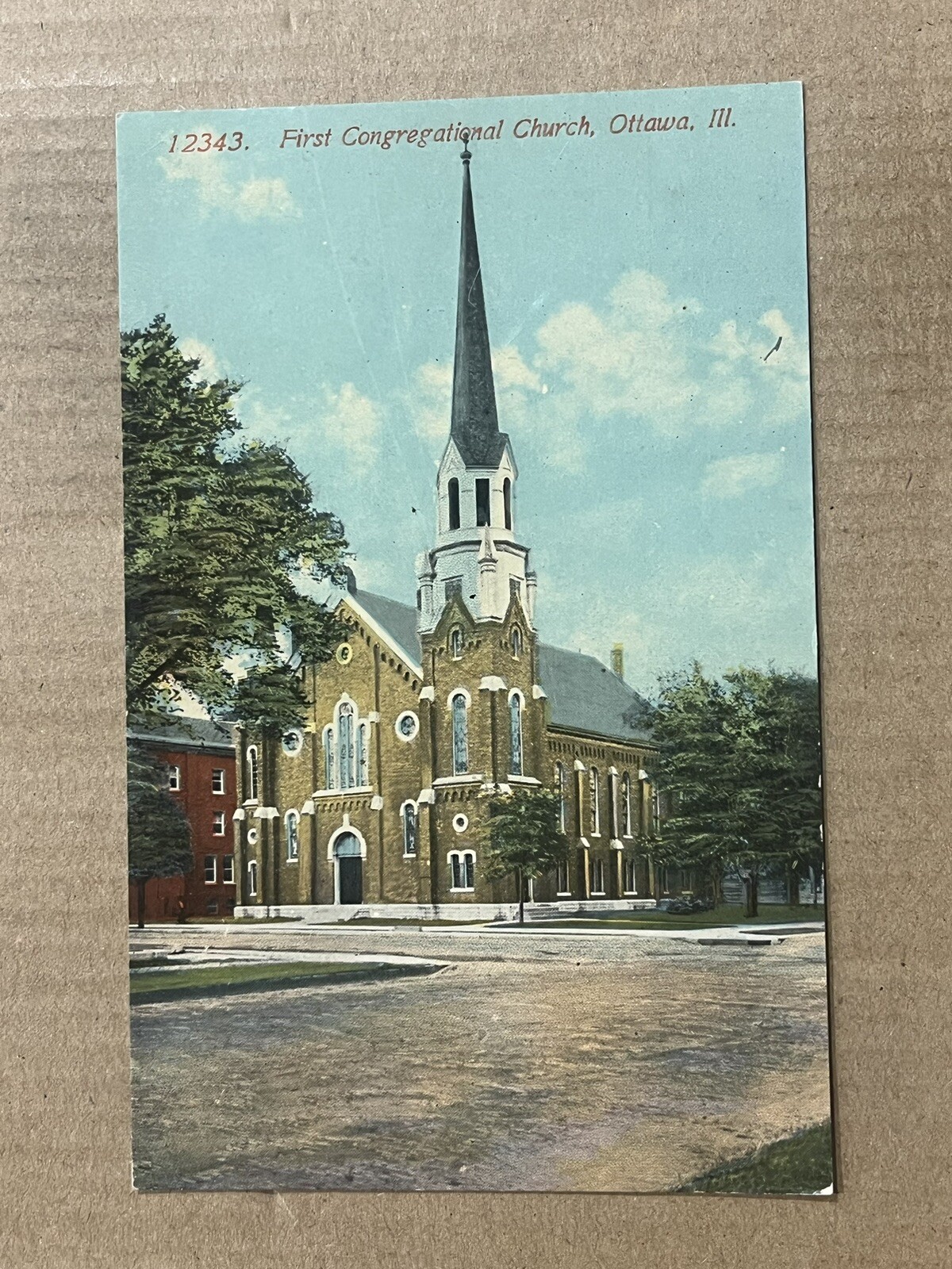 Postcard Ottawa IL Illinois First Congregational Church Vintage PC