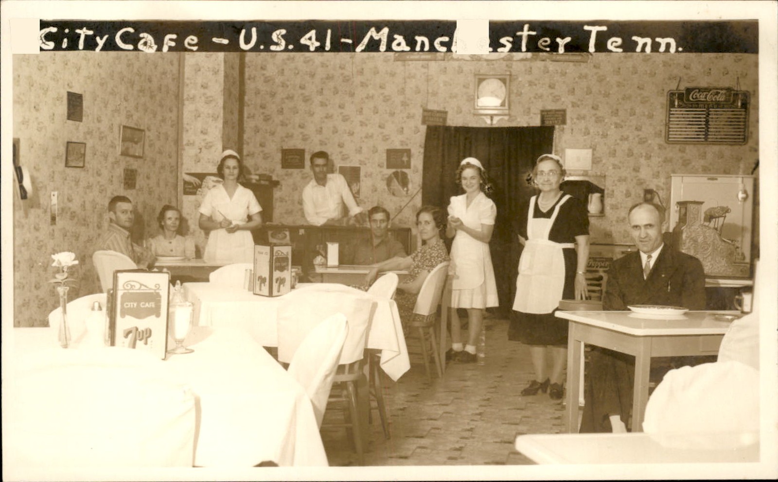 Manchester TN City Cafe Interior c1940s-50s Real Photo Vintage Postcard bhn