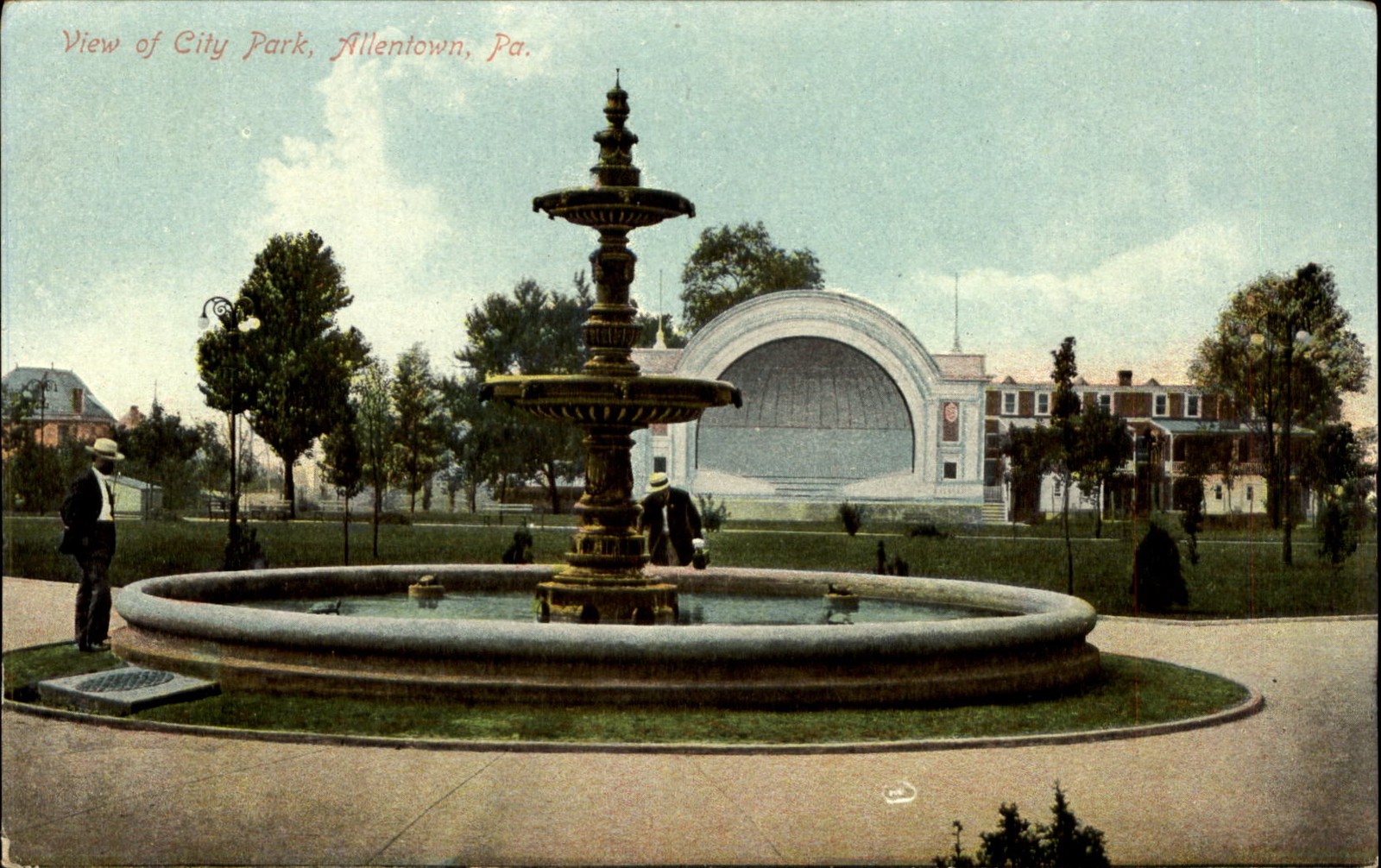 Fountain ~ Band Shell ~ Allentown Pennsylvania PA ~ c1910 postcard