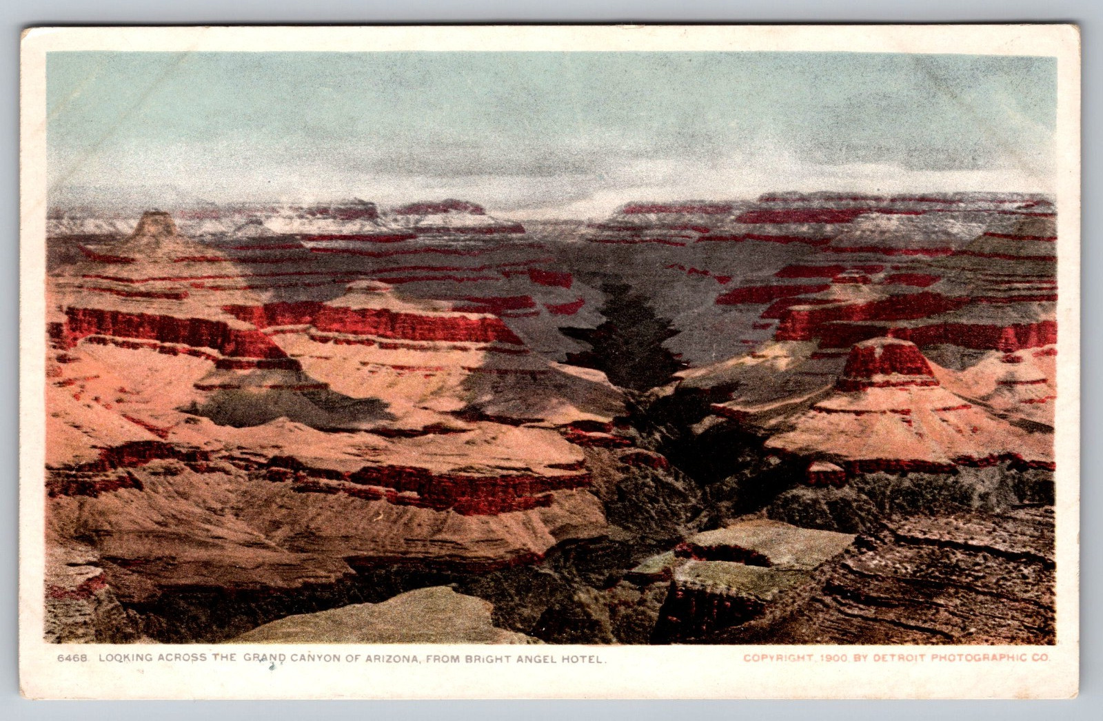 1900 Color Lithograph Grand Canyon Detroit Publishing Co. Bright Angel Lodge