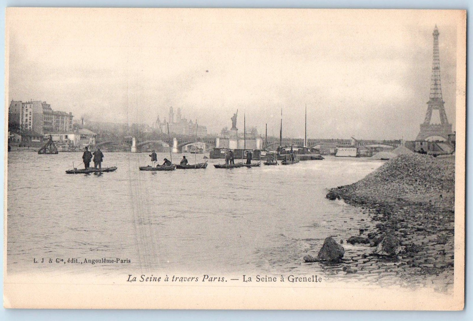 Île-de-France France Postcard The Seine at Grenelle Seine Through Paris c1910