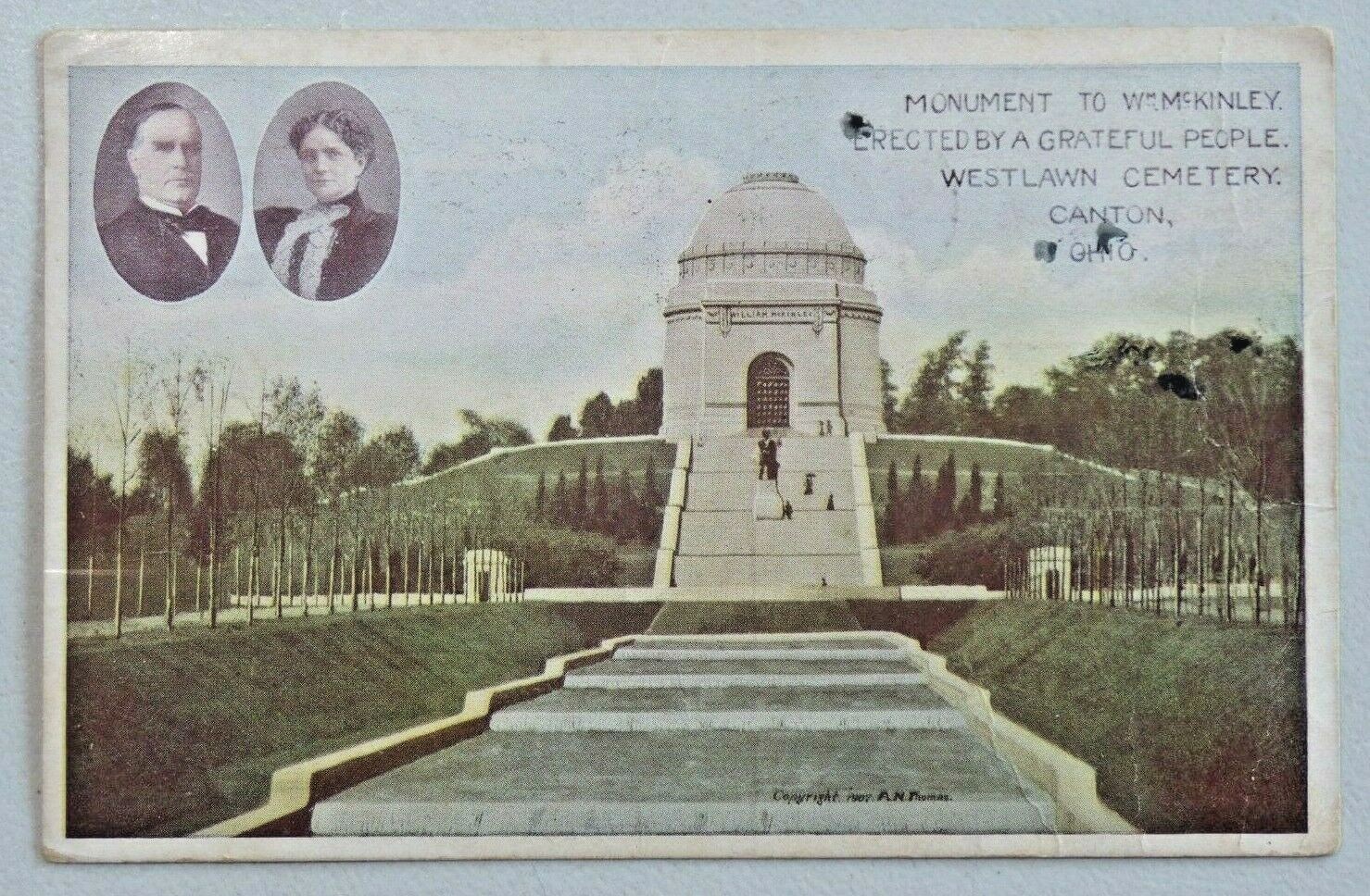 Monument to Pres W. McKinley Westlawn Cemetery Canton Ohio 1908 DB Postcard 8669