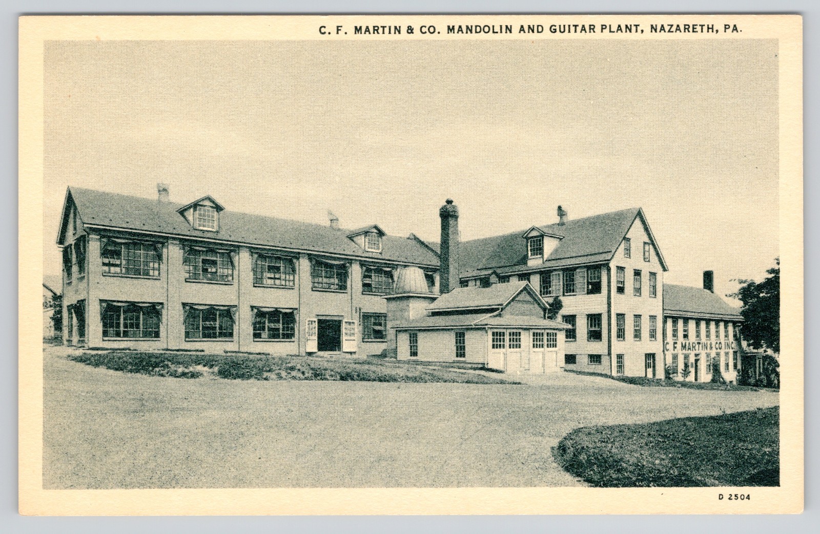 Nazareth PA Postcard CF Martin Co Mandolin Guitar Plant Factory Pennsylvania