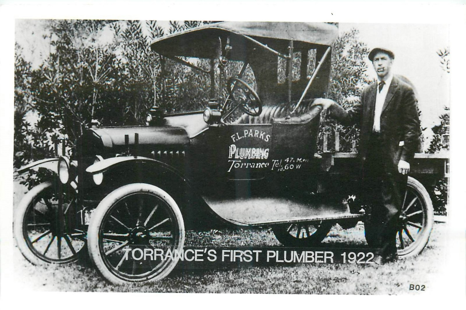 1940s Torrance California Plumber auto 1922 image RPPC Postcard 25-11582