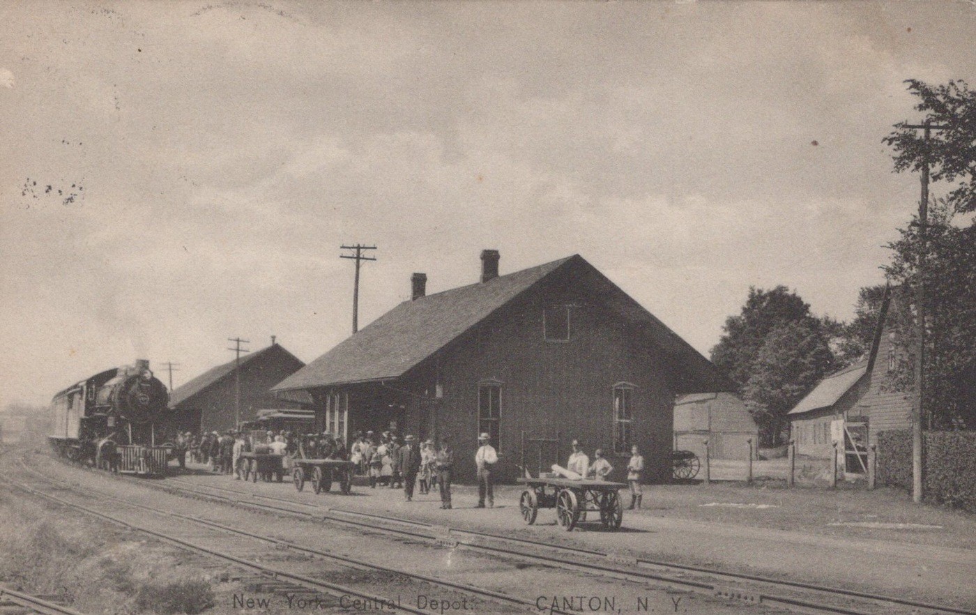 Canton New York Train Depot NY Central Railroad Antique 1910s – Photo Postcard