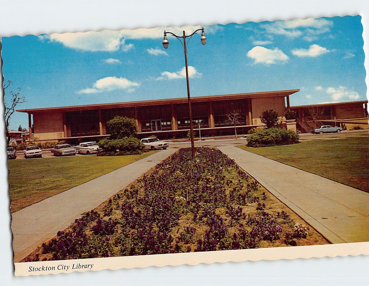Postcard Stockton City Library Stockton California USA