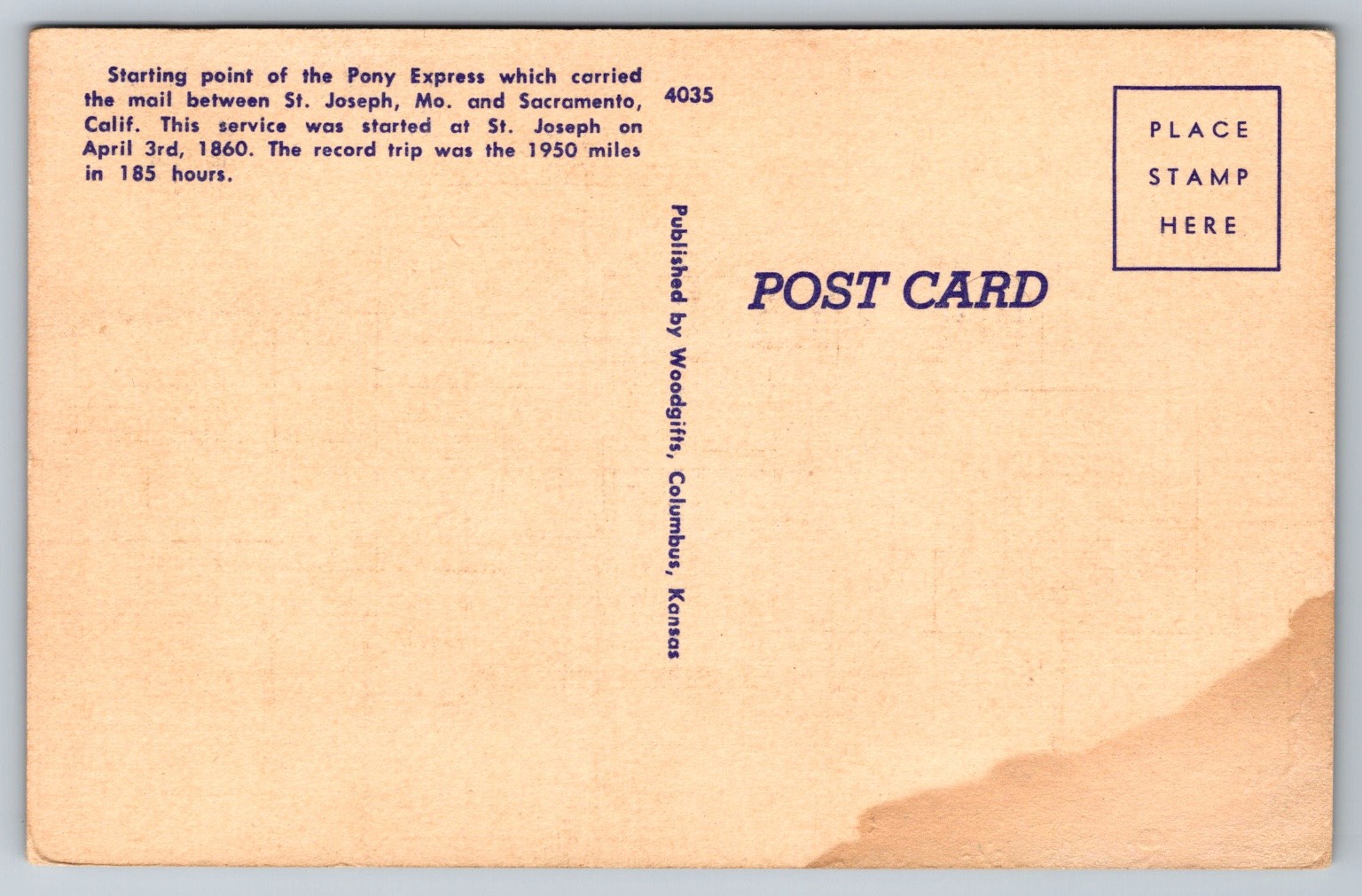 Vintage Pony Express Barn St. Joseph MO Linen Postcard Unposted