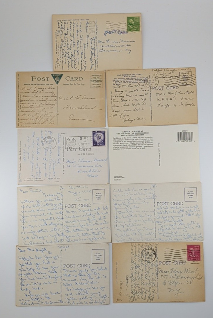 Massachusetts Mixed Post Card Lot of 9 Various Places Vintage