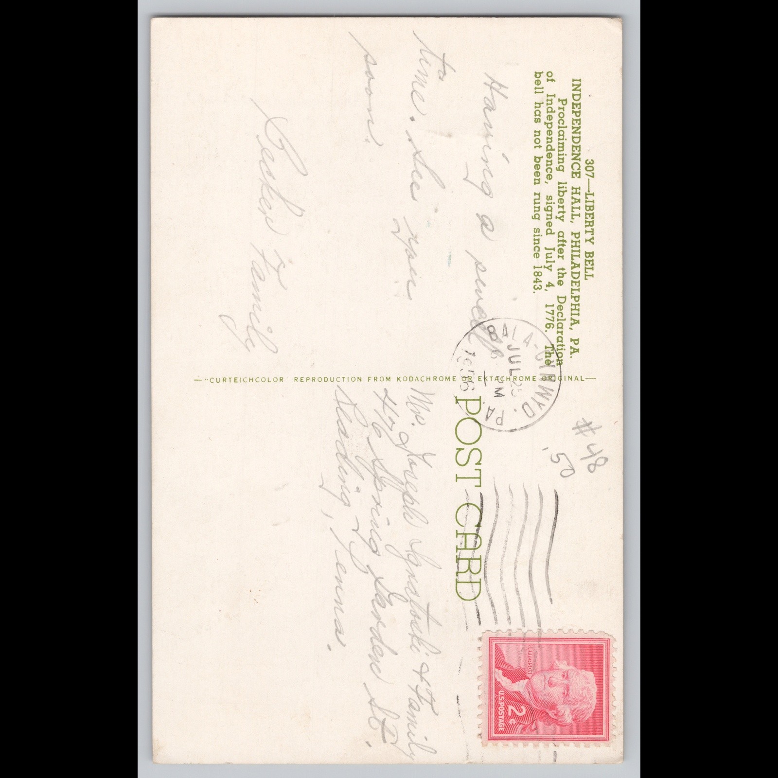Postcard Liberty Bell Independence Hall Philadelphia PA