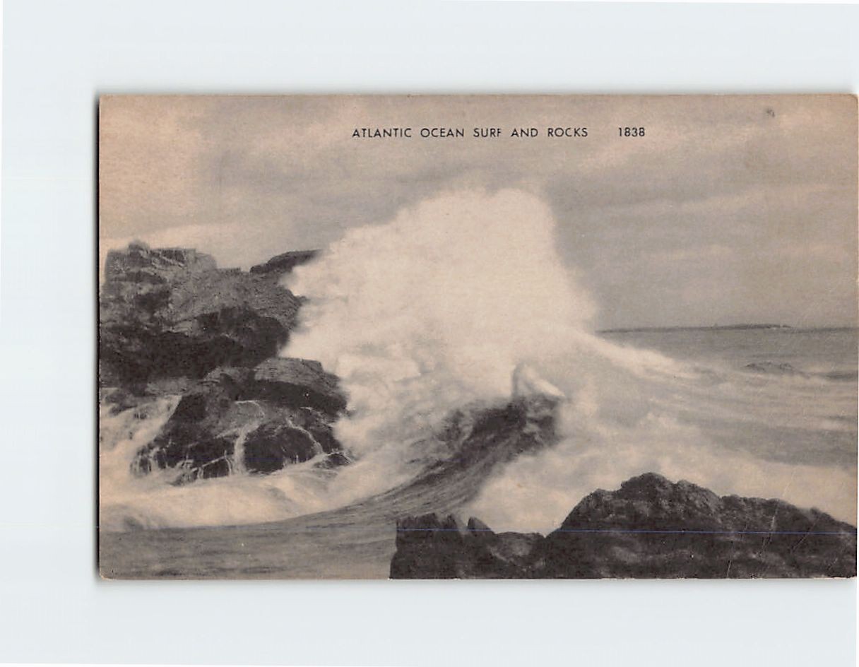 Postcard Atlantic Ocean Surf and Rocks USA North America