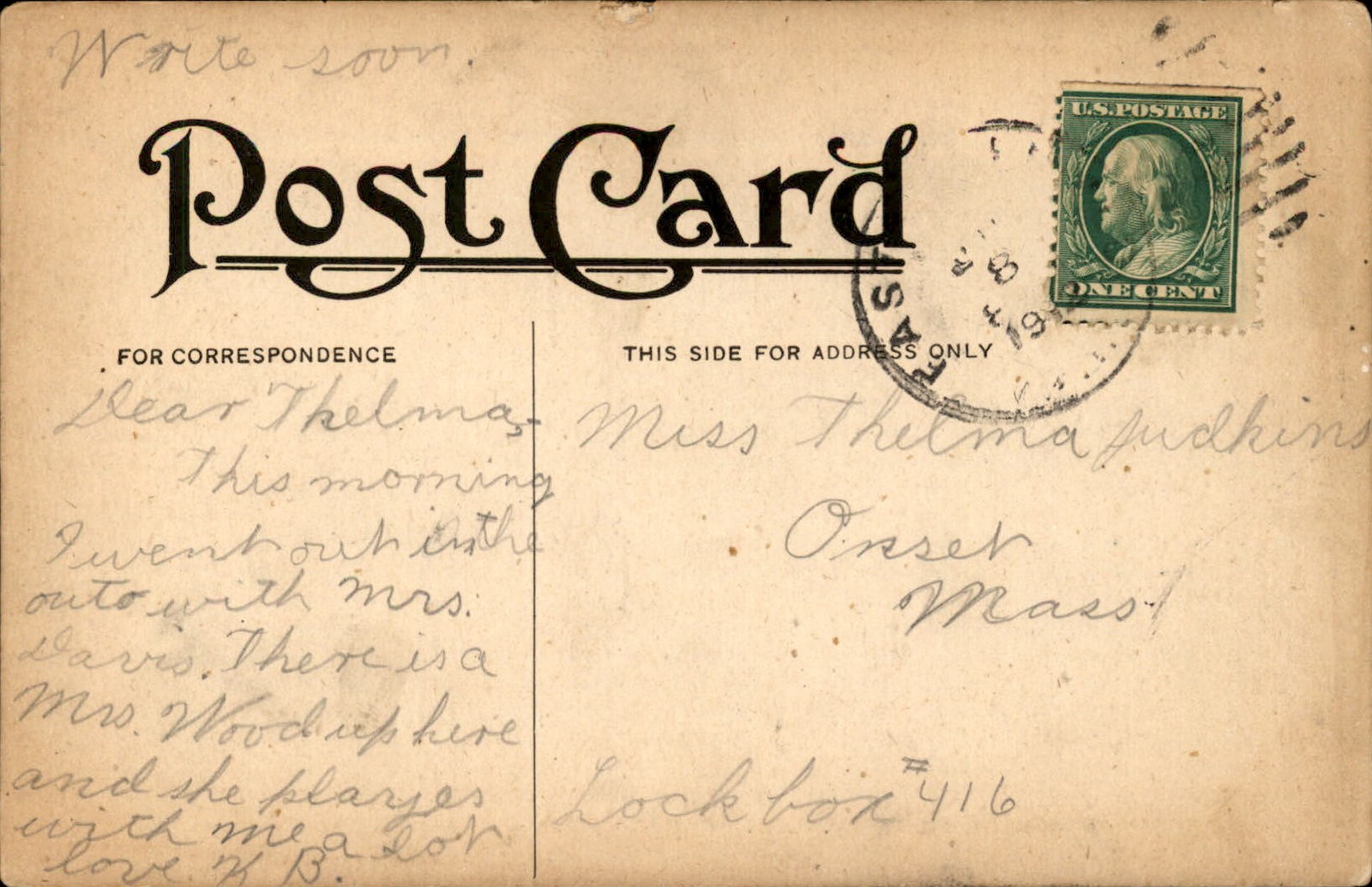 East Wakefield NH Mirror Lake Farm P. O. Address c1900s-10s Vintage Postcard