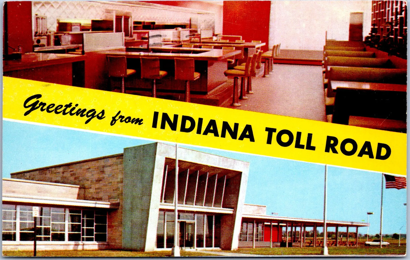 Indiana, United States Toll Road Glass House Restaurant Postcard