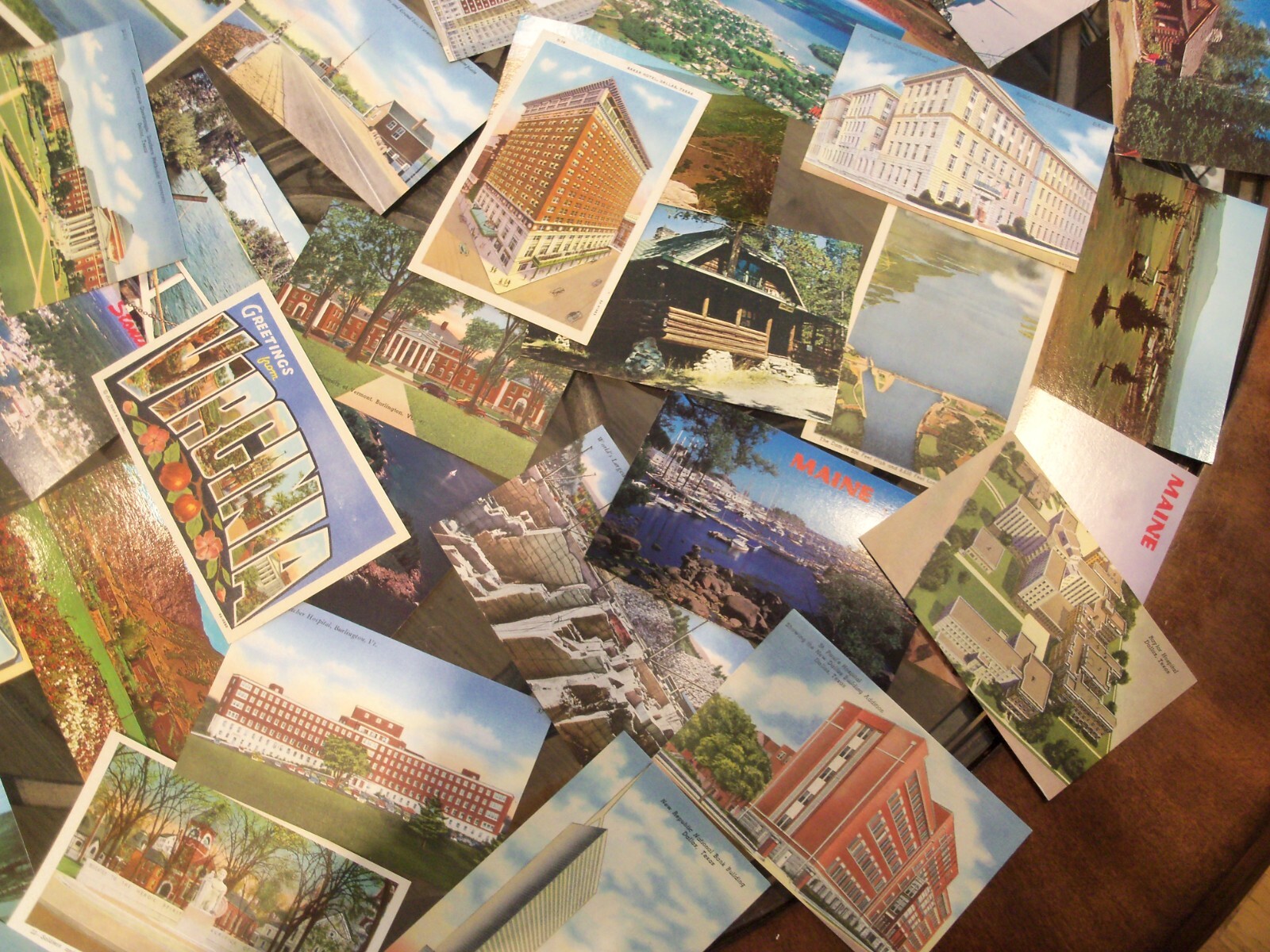 100+ US POSTCARD LOT UNPOSTED ROADSIDE AMERICANA LINEN/CHROME 50/50 USA UNUSED v