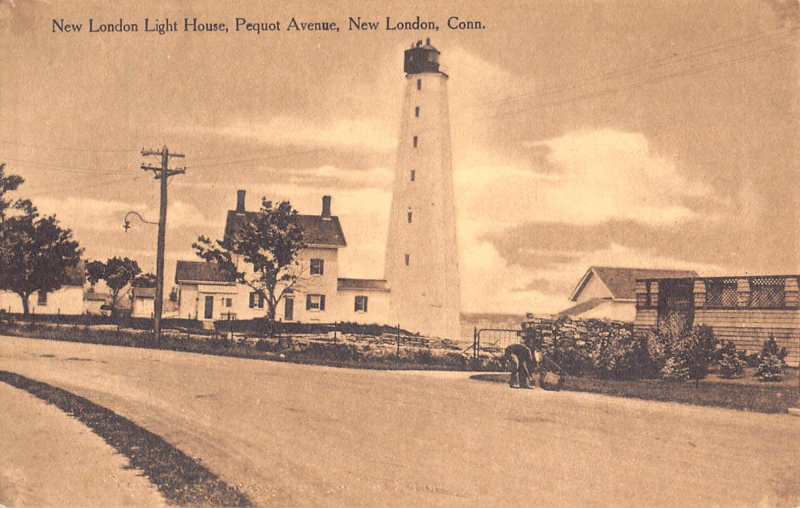 c.1910 New London Light House New London CT post card