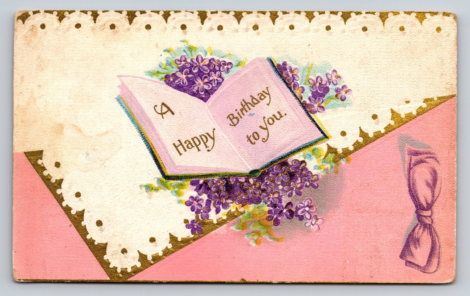 Divided Back Embossed Birthday Postcard Made in Germany Standard Size