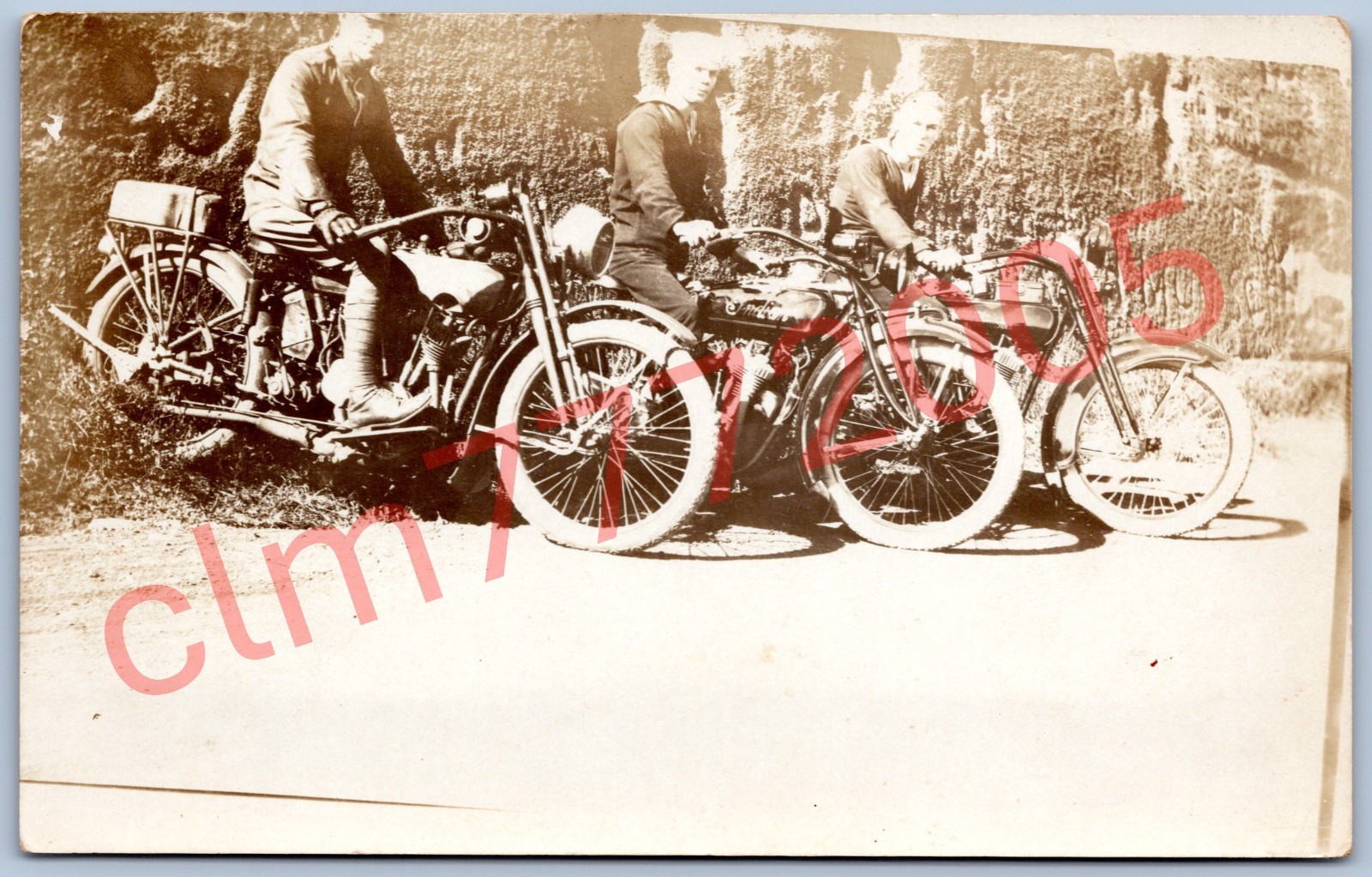 Postcard RPPC Soldier Sailors On Indian & Harley Davidson Motorcycles 1910s R168