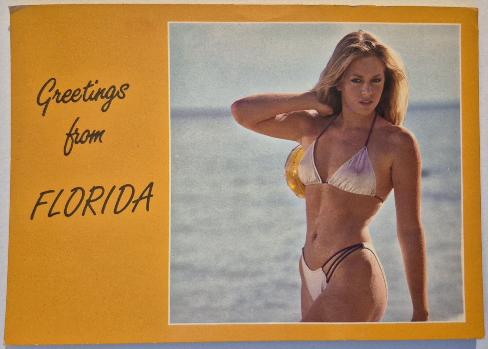 Vintage 4×6″ Postcard Florida Bikini Girl Ocean Blond NY01