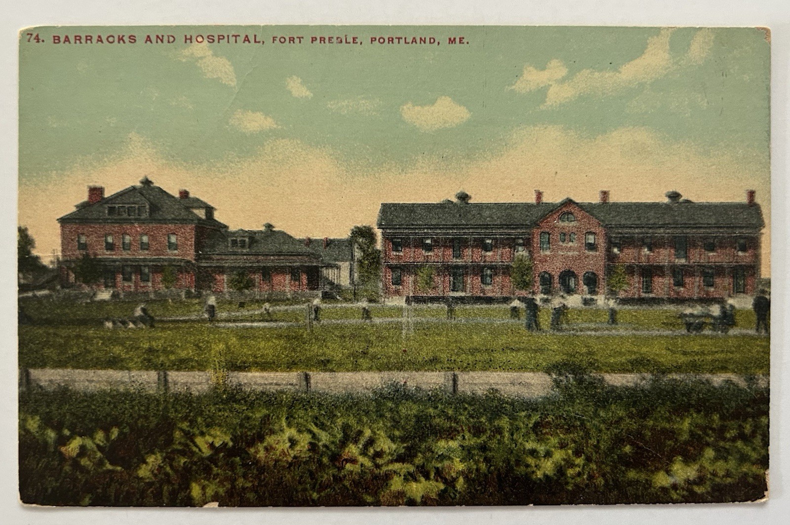 Barracks & Hospital Fort Preble Portland ME 1916 WWI Military Postcard A3