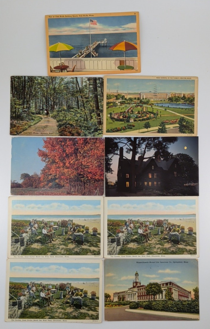 Massachusetts Mixed Post Card Lot of 9 Various Places Vintage