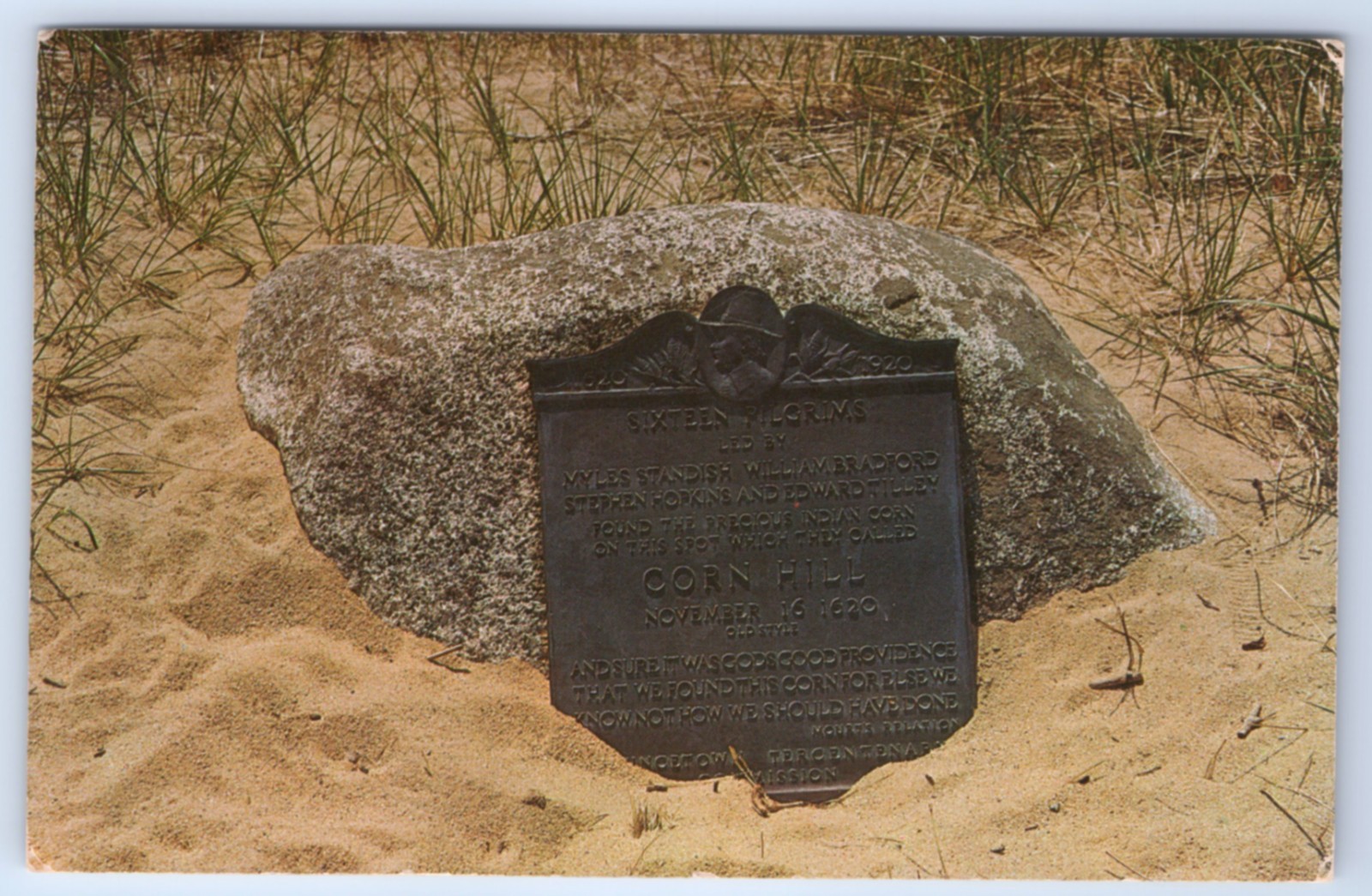 Vintage Postcard Plaque At Corn Hill Truro Cape Cod Massachusetts MA
