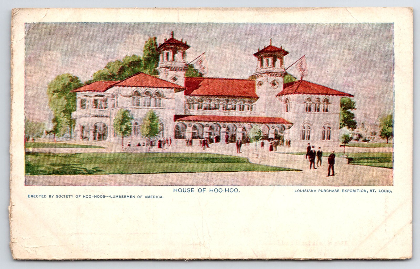1904 St Louis World’s Fair House of Hoo Hoo Louisiana Purchase Antique Postcard
