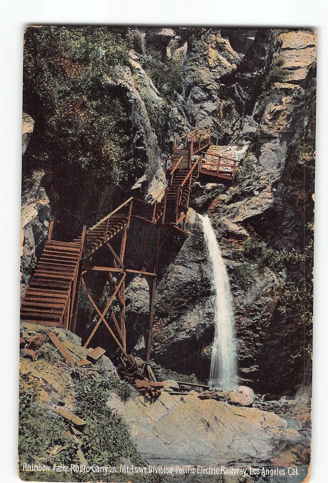 Los Angeles California CA Postcard 1908 Rainbow Falls Rubio Canyon Mt Lowe Div.
