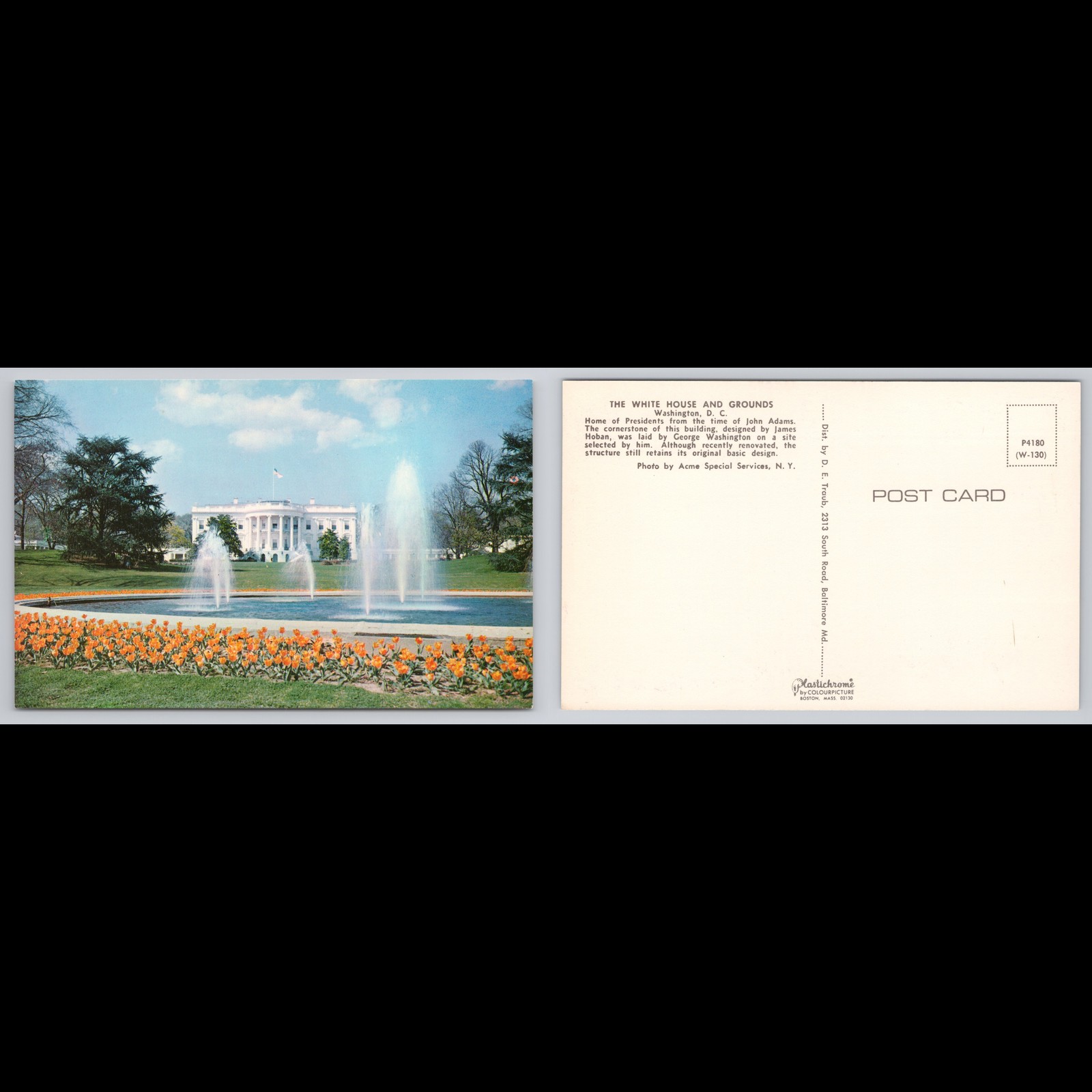 Vintage Postcard Washington D.C. White House Unposted Historic Scenic View