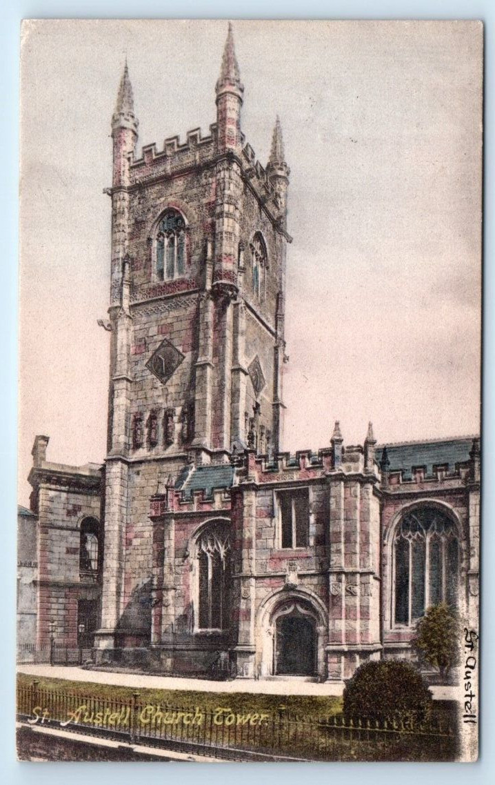 St. Austell Church Tower CORNWALL England UK 1909 Postcard