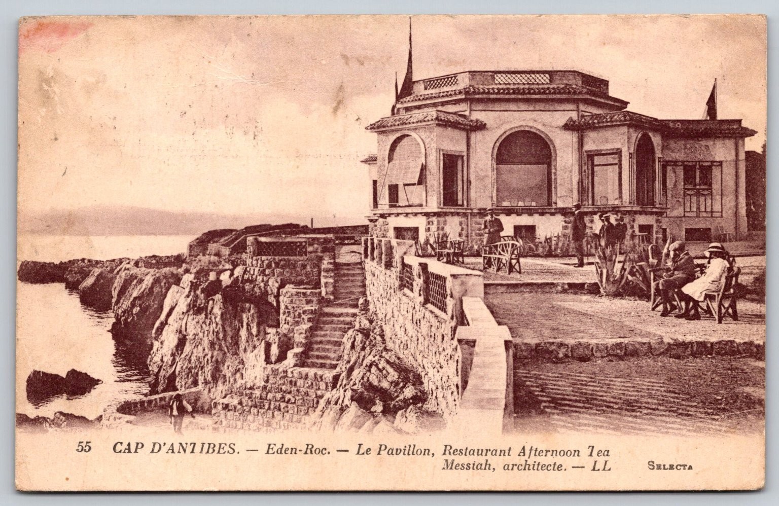 Vintage Cap d’Antibes Eden-Roc Le Pavillon Restaurant Postcard 1926 B281