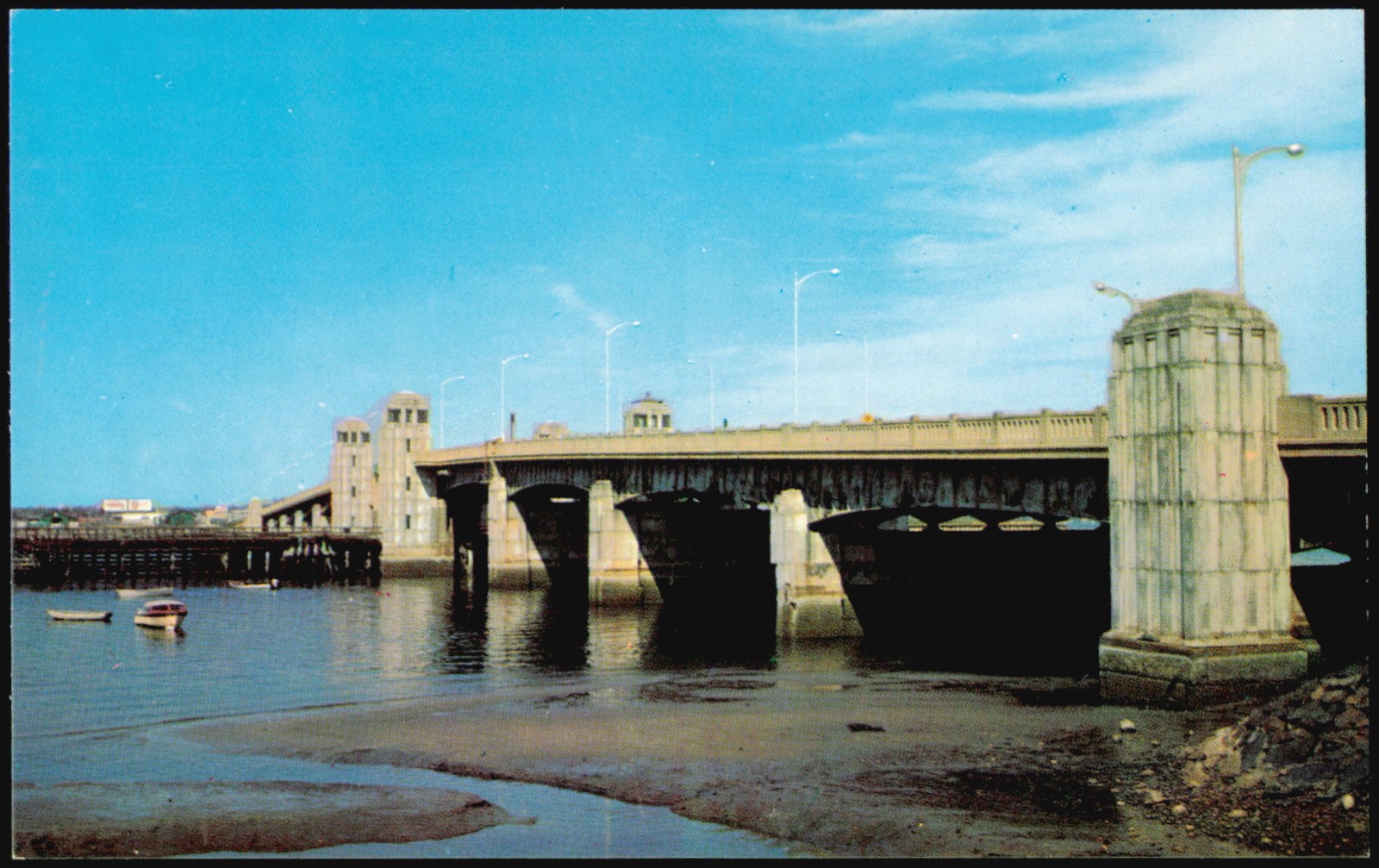 Lynn, Massachusetts MA General Edwards Bridge Chrome Original Vintage Postcard