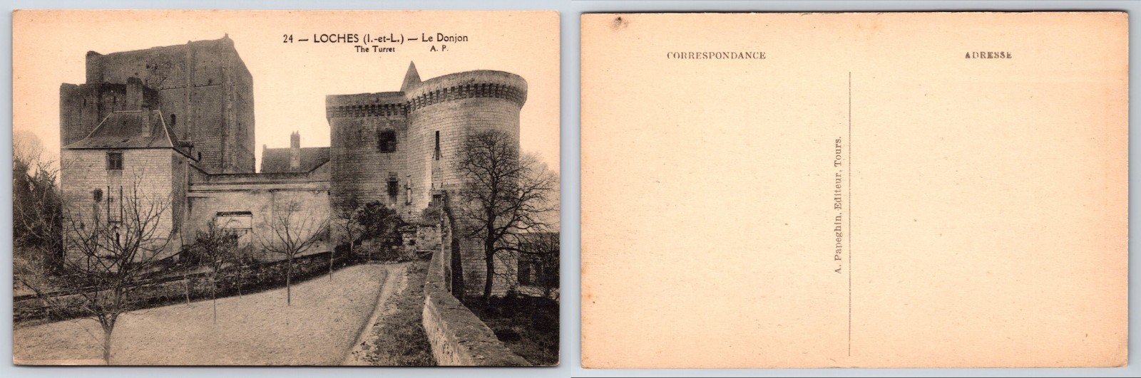 Loches Le Donjon The Turret France Vintage Postcard
