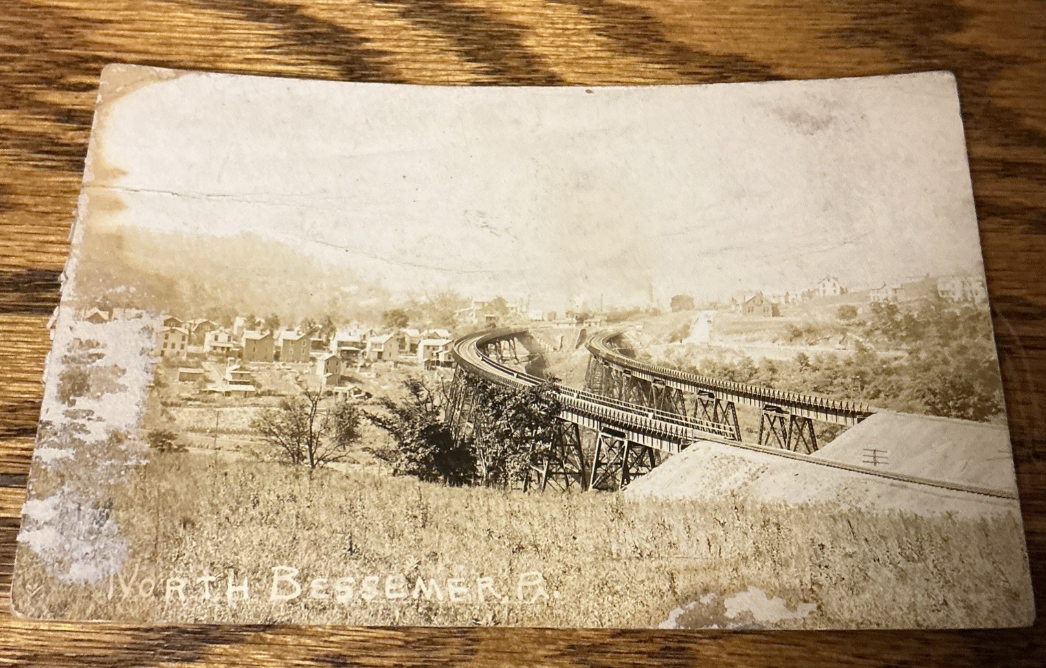 Rare Railroad North Bessemer Pa Train Bridges Postcard Early 1900s RPPC