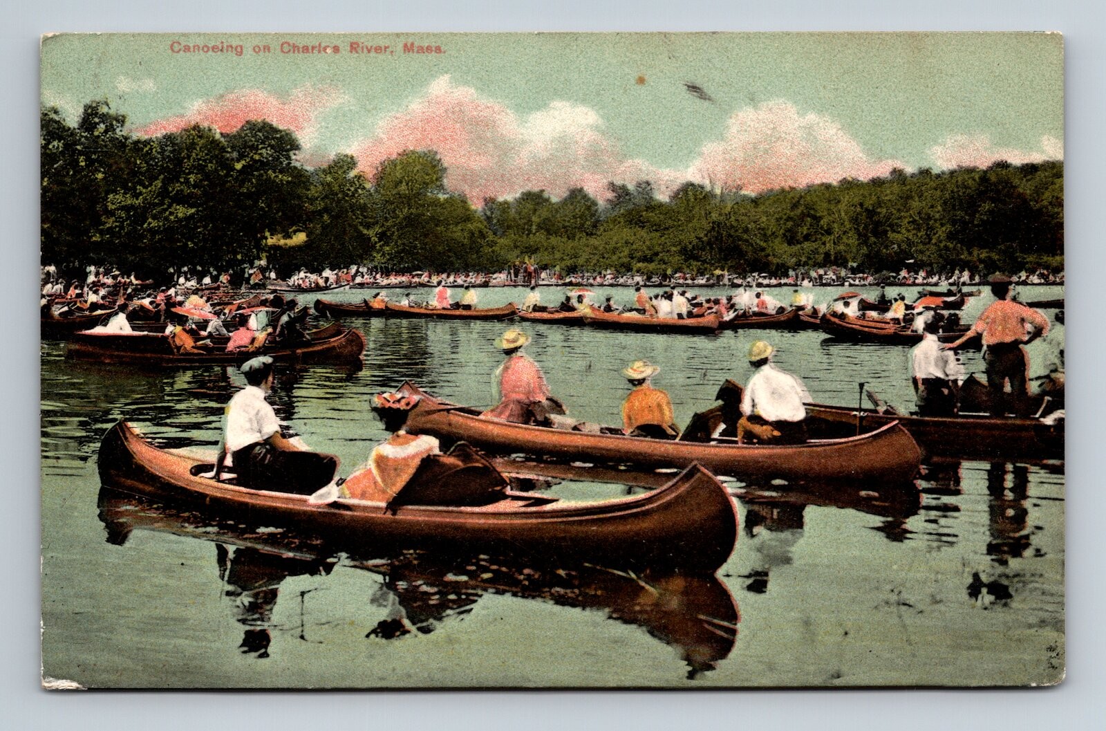 Charles River,MA Canoeing, River Scene c1910 Suffolk County Massachusetts