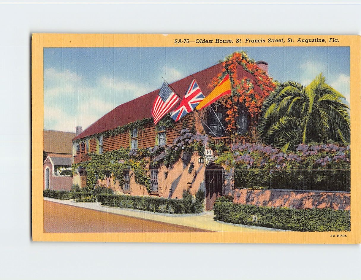 Postcard The Oldest House St. Francis Street St. Augustine Florida