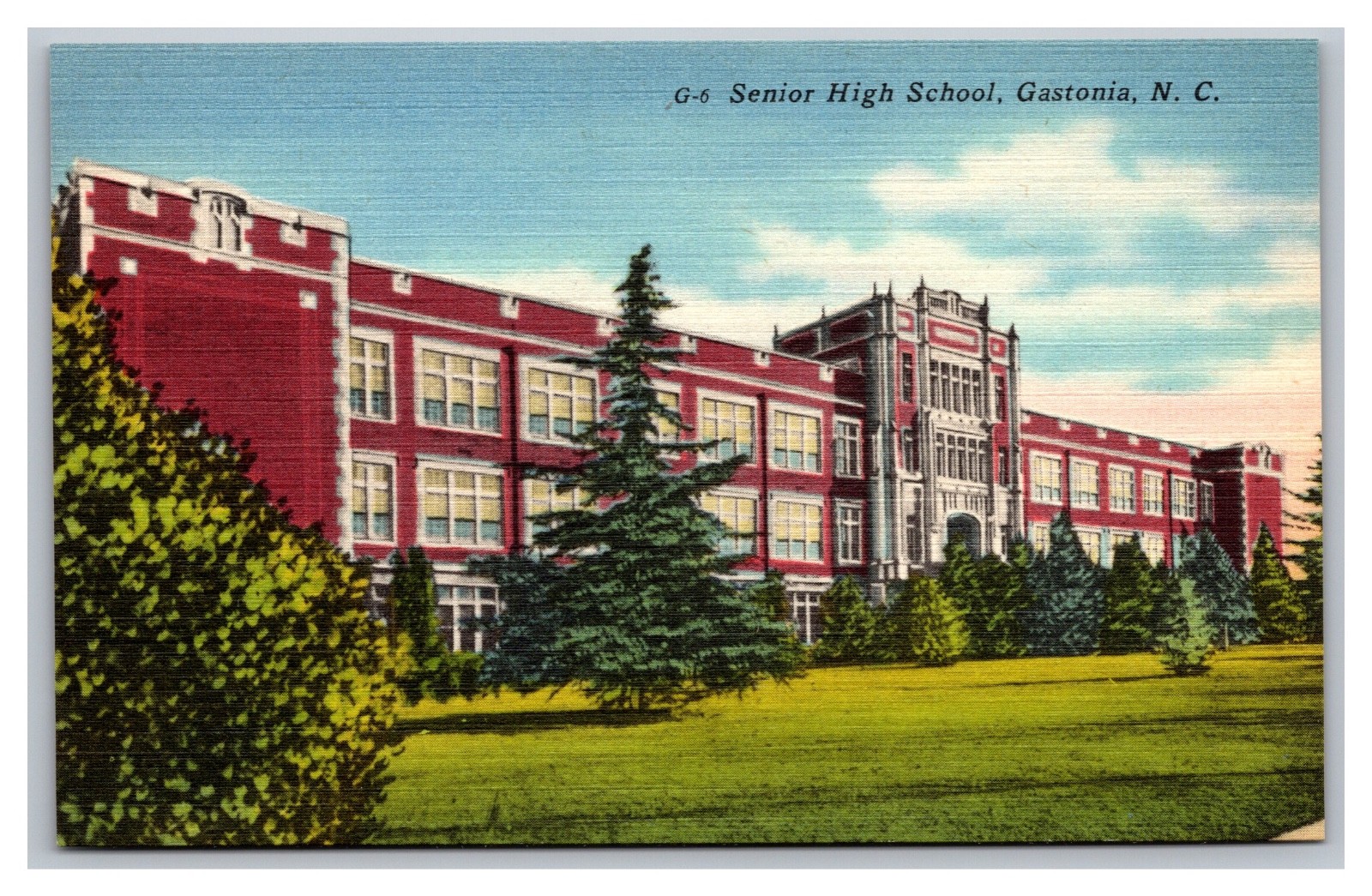 Gastonia NC North Carolina Senior High School G-6 Unposted Linen Postcard